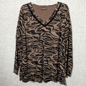 Dana Buchman Two-Layered Animal Print Top